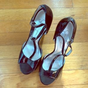 Jessica Simpson black t-strap heels